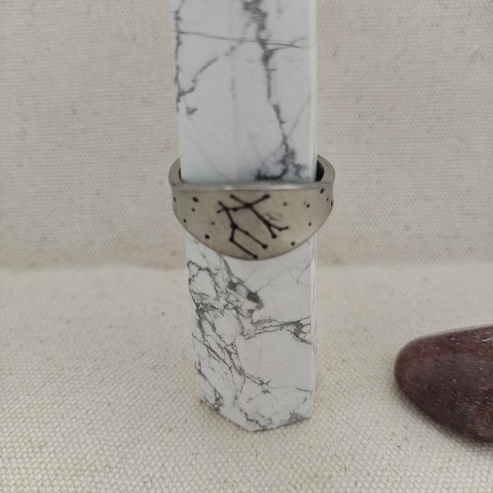 Unbranded Men’s Silver-Tone Constellation Signet Ring